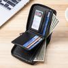 Portefeuille court pour homme en cuir PU Portefeuille pliant à fermeture éclair sur tout le pourtour Multiples emplacements pour cartes Fenêtre pour pièce d'identité Poche à monnaie Porte-billets Portefeuille compact