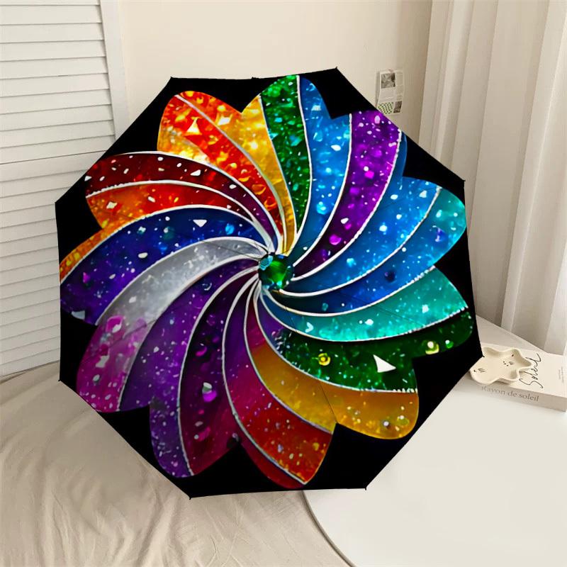 

1PC Rainbow Flower Umbrella-8-Rib Reinforced, Automatic Open, Lightweight & Durable, Cute Fashion Accessory for Outdoor-A1261