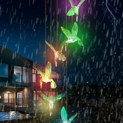 Carillon di vento colorato a energia solare Colibrì Impermeabile Windchime Luce solare
