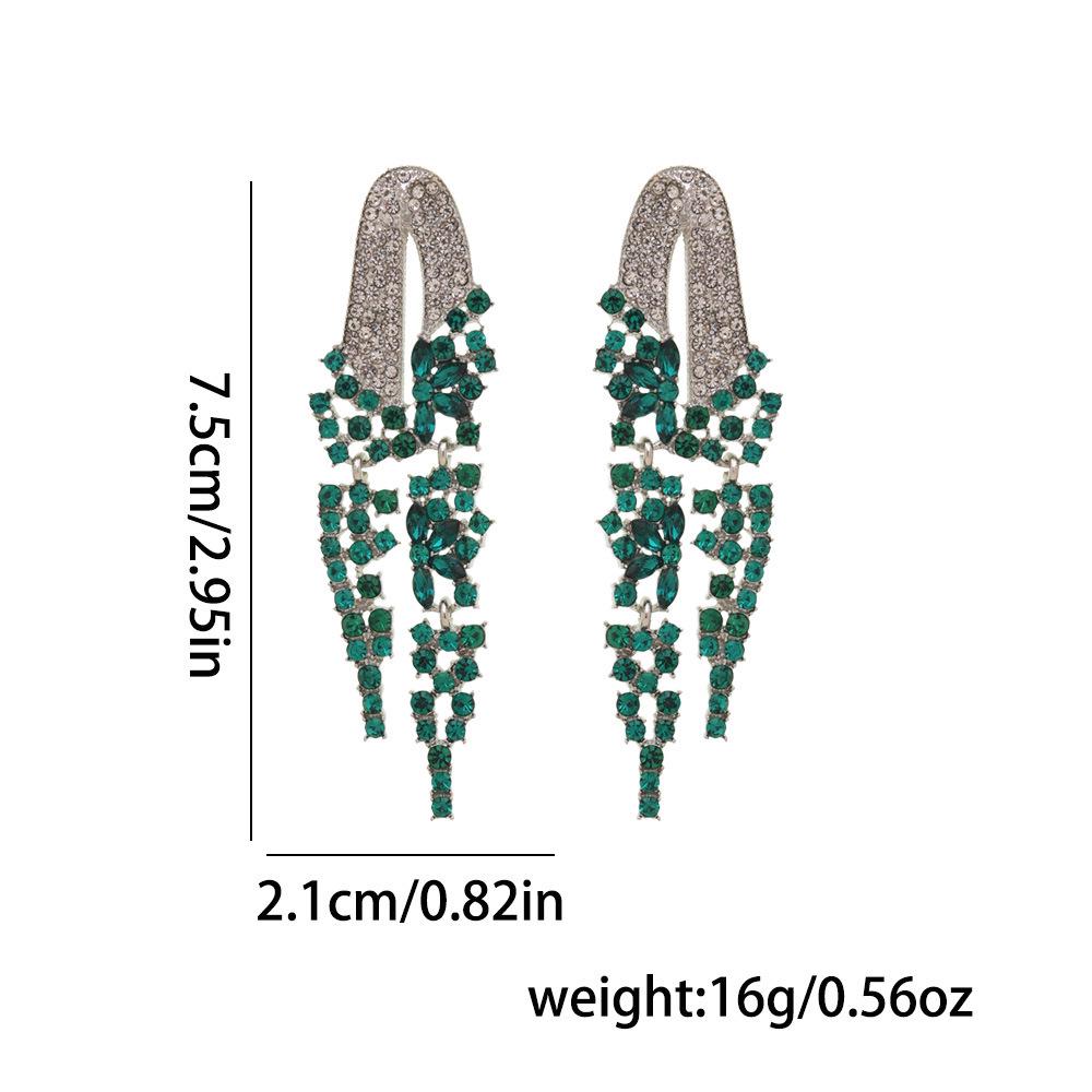 Luxury Colored Gem Tassel Earrings: High-End Diamond Long Dangle Earrings for Evening Gowns
