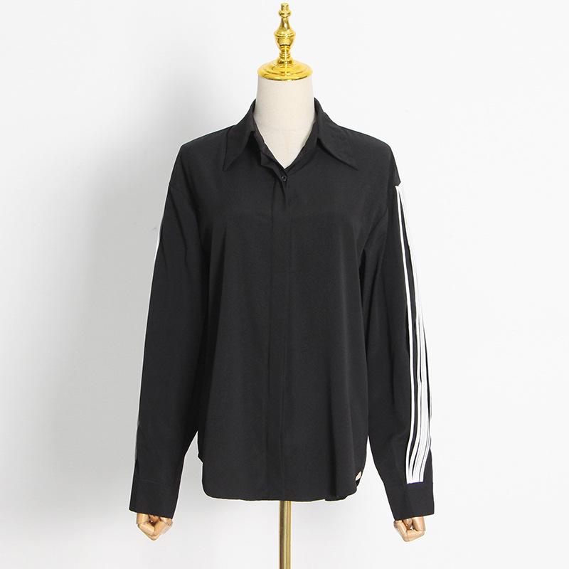 2025 Spring Korean Puff Sleeve Pleated Single-Breasted Loose Commuter Women's Shirt