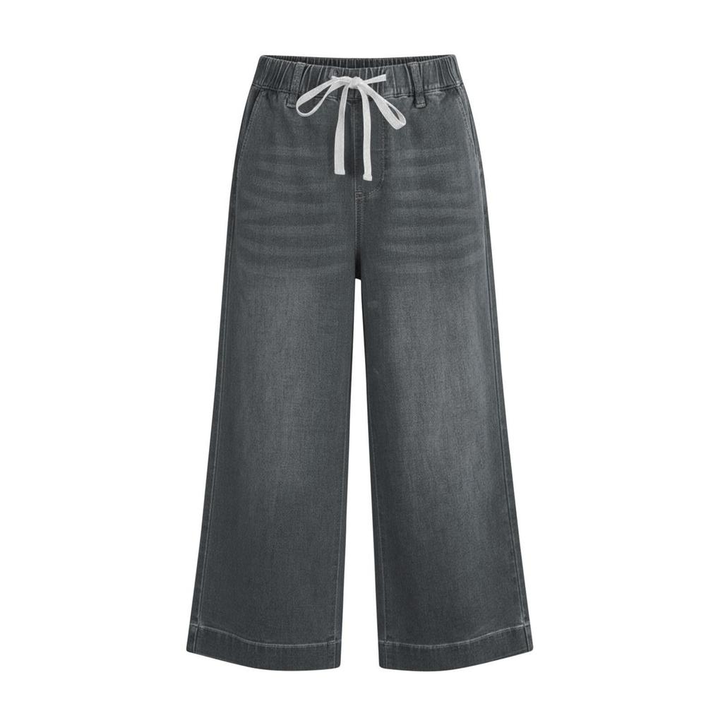 Jean taille haute pour femme, extensible, évasé, jambes droites, ourlet tendance