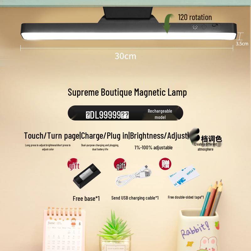 Smart Rechargeable LED Desk Lamp with Eye Protection and Magnetic Base for Students
