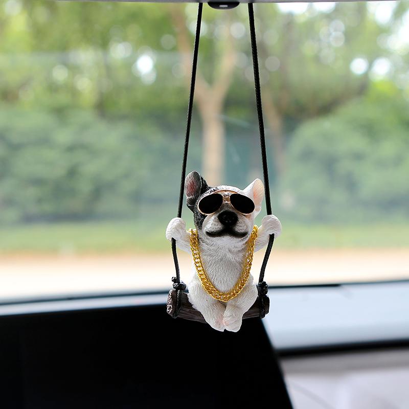 Nové pryskyřičné roztomilé zvířecí autodoplňky s anime motivem buldoka, přívěsek, auto, zpětné zrcátko, ozdoby, dárek k narozeninám pro páry