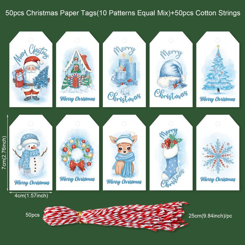 50 STÜCKE Weihnachtsgeschenkanhänger Papieretikettenkarten 2024 Navidad Noel Geschenkverpackungsdekoration Weihnachtsbaumhängeornamente 2025 Neues Jahr