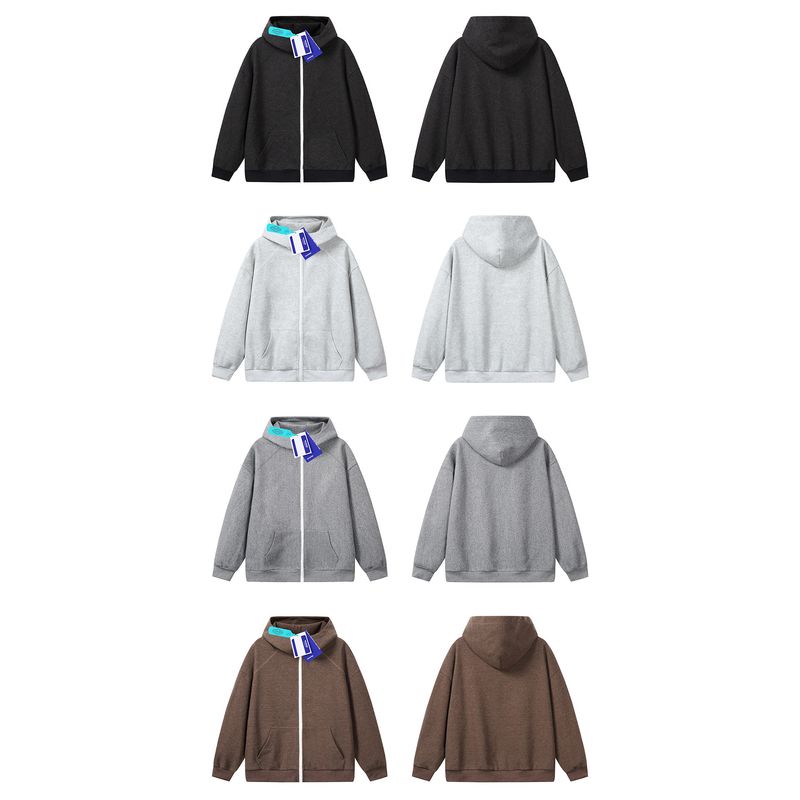 Wassup American Retro Heavyweight Hooded Sweatshirt Autumn Air Layer Casual Stand Collar Woolen Jacket for Men