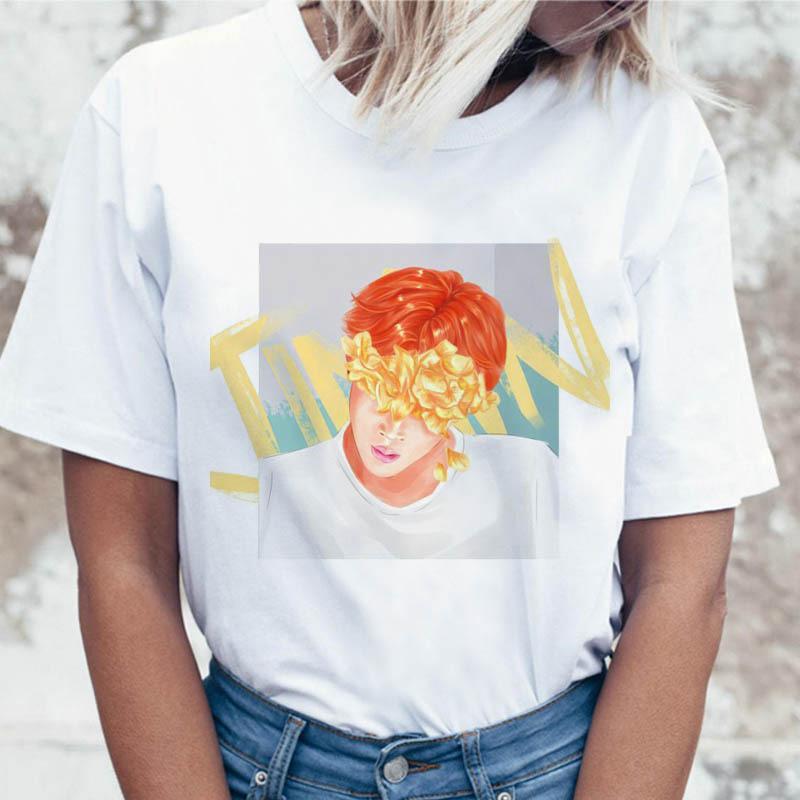 JIN SUGA J HOPE Women JIMIN V JUNGKOOK Top Kpop T Shirt Korean Pop Music Group Short Sleeve Shirt Funny Graphic Female Tee K-pop