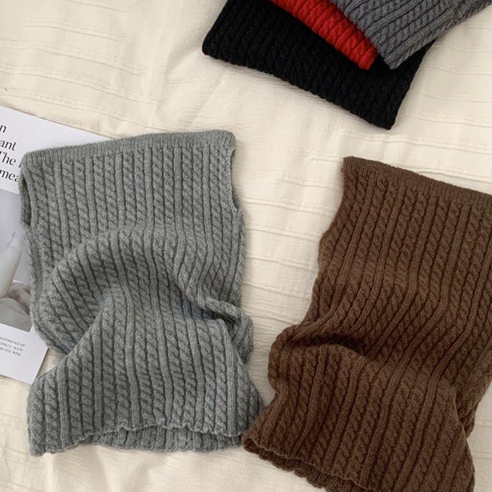 Zöpfe Rollkragen Falscher Kragen Einfarbig Pullover Wolle Lätzchen Abnehmbarer Strickschal Mädchen