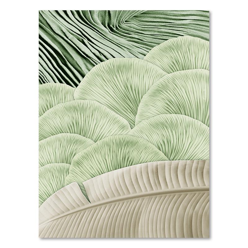 Green Ginkgo Leaf Poster Leaf Embroidery Texture Canvas Painting Nordic Room Wall Art Picture For Home Decoration Painting
