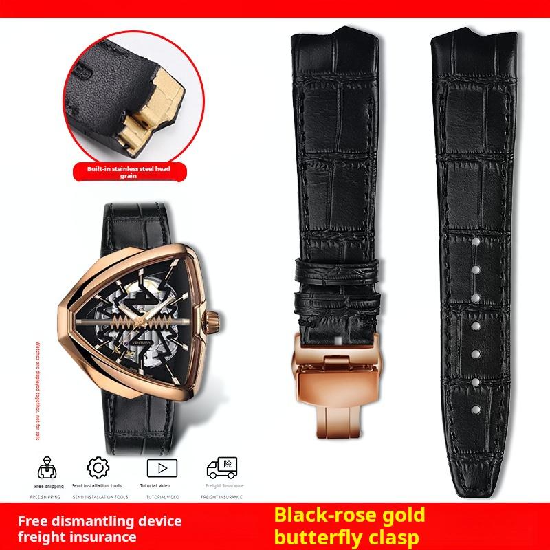 Für Hamilton VENTURA Presley 80. Jubiläum H24535331/H24525331/H24585331 Lederarmband Uhrenarmband Herren Schwarz Braun Armband