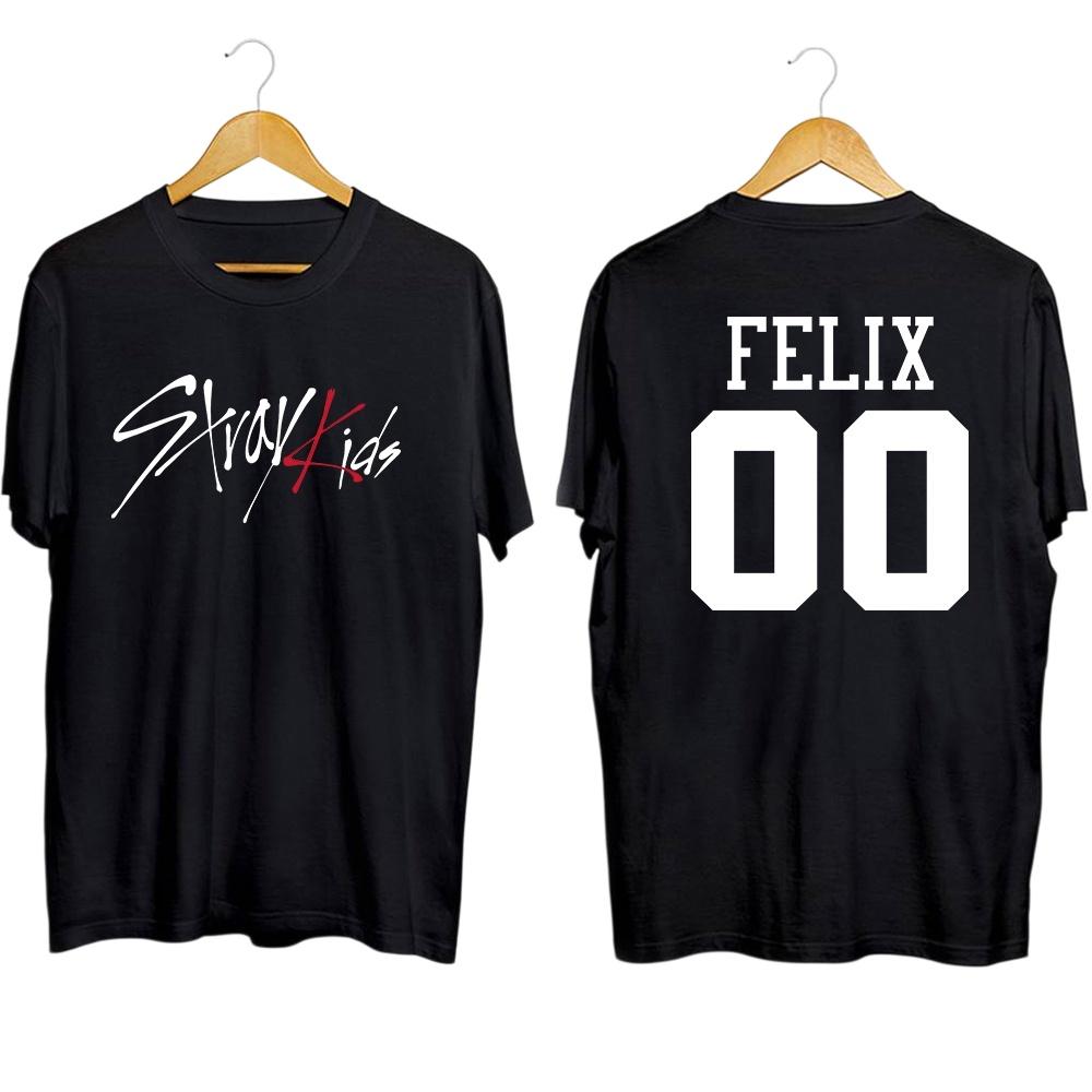 2026 Kpop Stray Kids Trikot T-Shirt Herren Damen Sommer Baumwolle Y2K Kleidung Mode Hohe Qualität Kurzärmeliges Oberteil Streetwear XXXL black