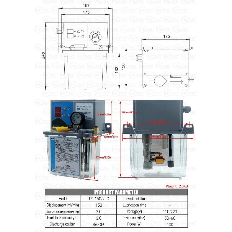 2L 3L 4L Smeerpomp Automatische Smeeroliepomp met Manometer Semi-automatische of PLC-besturing Voor CNC-draaibank