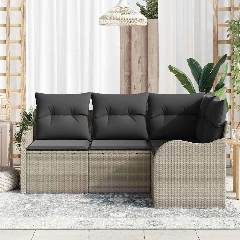 Garden Sofa Set 4 Pcs Light Grey Poly Rattan