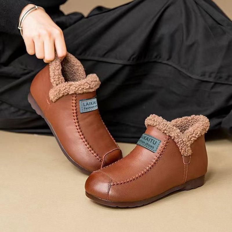 

Зимние мягкие кожаные нескользящие туфли для мам, средней и пожилой возрастной категории, удобные, на мягкой подошве, бархатные, хлопковые туфли для пожилых, туфли из мягкой кожи, зимняя женская обувь 40