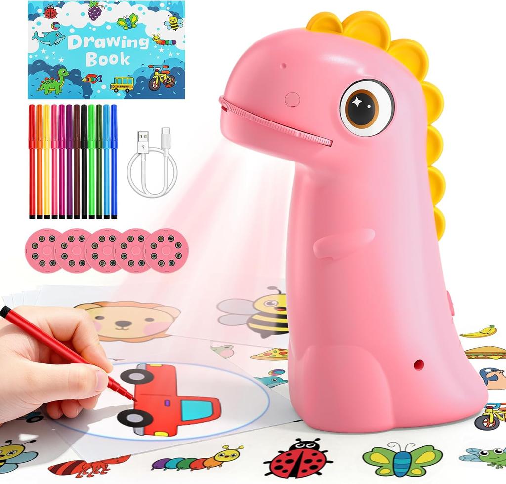 Children's Drawing Projector - Rechargeable Dinosaur Projector, Suitable for Children Aged 3-14 To Learn Drawing