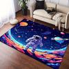 Astronaut in Space-Themed Area Rug - Explore The Universe Starry Sky Pattern, Non-Slip Polyester Carpet Mat for Home, Office,