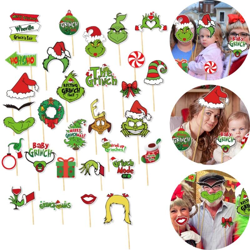 Green Grinch Christmas Party Photo Props Funny Decorative Supplies For Party