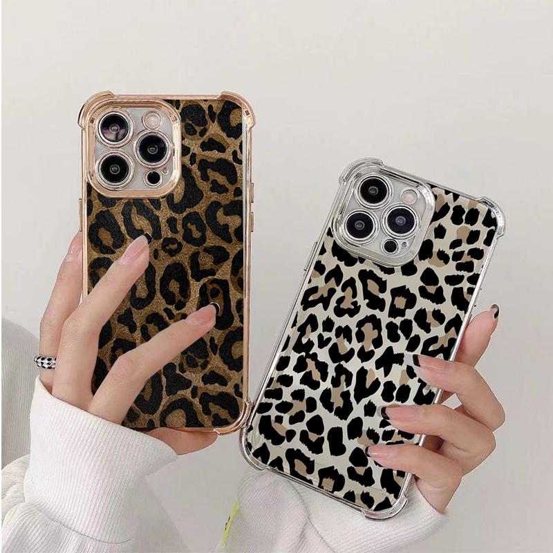 Case For VIVO V60 V40 V50 Lite Y03 Y27S Y28 Y28S Y04 Y21 Y31 Y33S Y21S Y17S Y36 5G V30 Pro Leopard Print Plating Cover