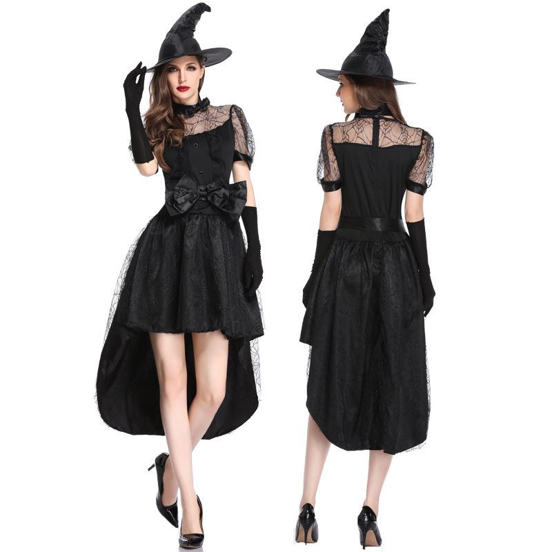 New Halloween Witch Costume Adult Cosplay Black Witch Long Dress Cosplay Costume