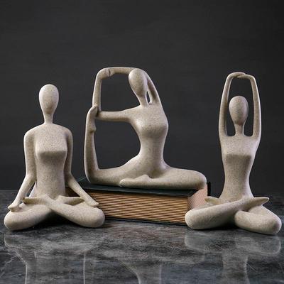 Nordic Simple Sandstone Yoga Figure Ornament for Home or Studio Décor