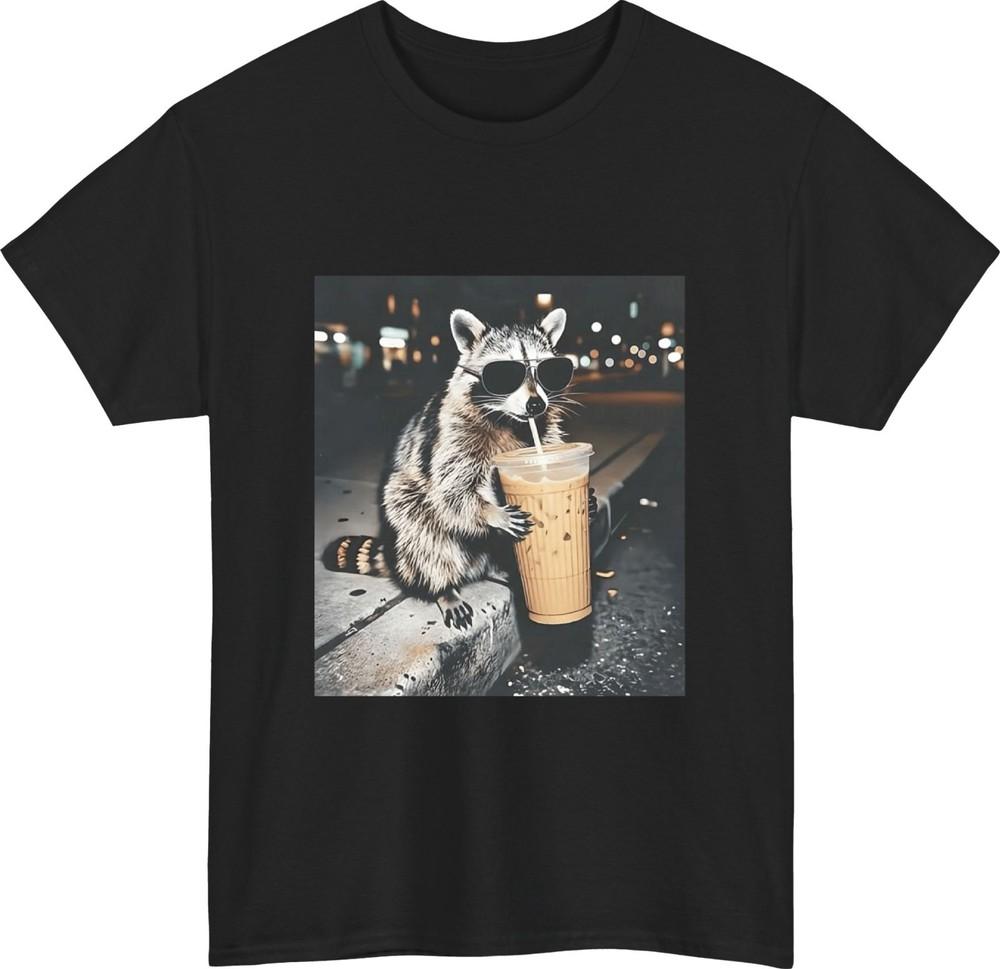 Funny raccoon coffee tshirt sunglasses raccoon urban night coffee lover tee top