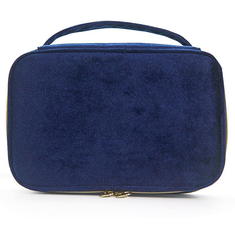 Velvet Cosmetics Bag Top Handle Travel Large Capacity Brushes Suede Makeup Vanity Case Custom Initials Name Gift