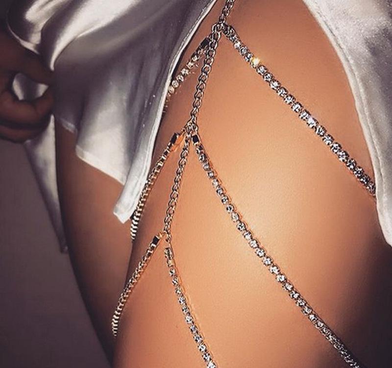 European American Summer Beach Fashion: Exaggerated Three-Layer Claw Chain Thigh Jewelry