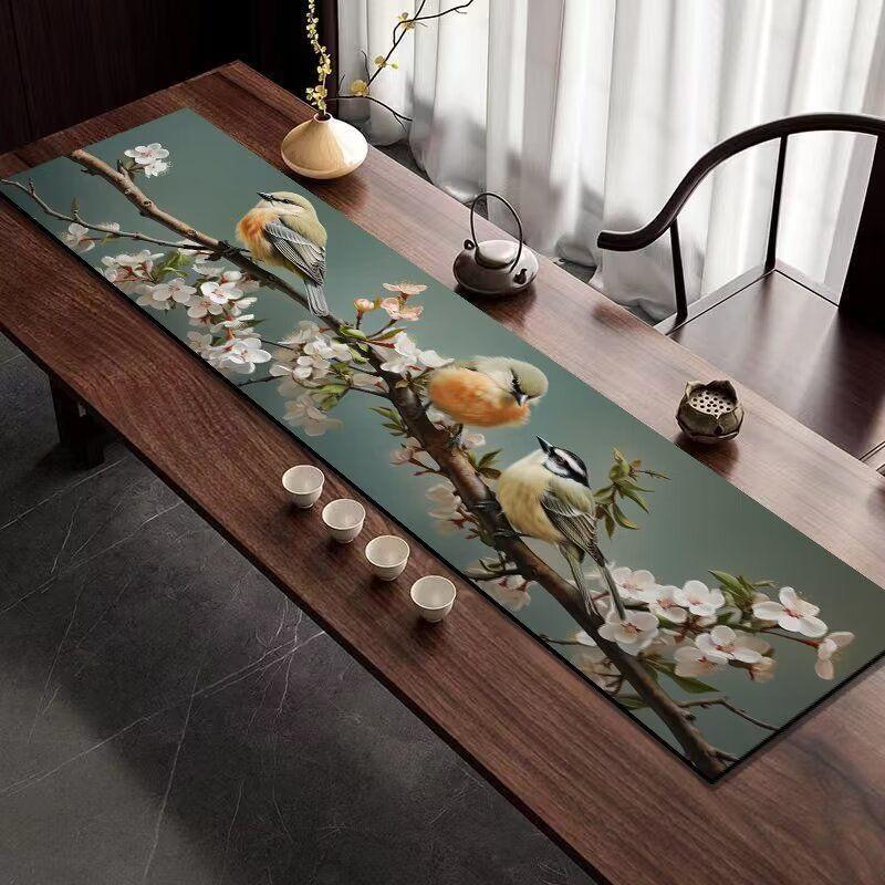 Diatomaceous Earth Tea Table Mat, Chinese-Style Absorbent Tabletop Mat, Quick-Drying Rectangular Protective Mat, Tea Towel Mat