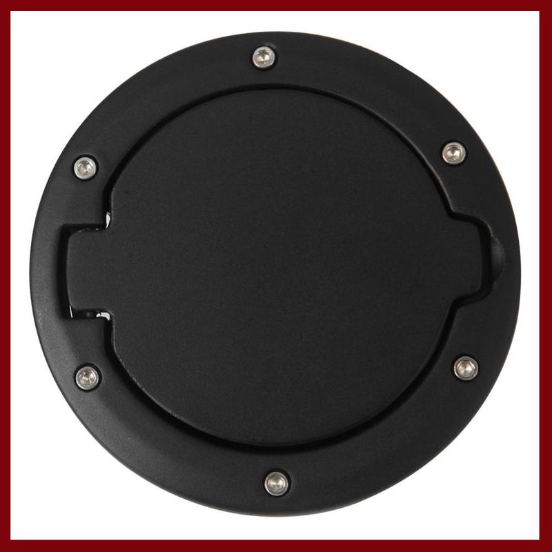 Gas Tank Cap Cover Aluminum Alloy Filler Fuel Door Cover Guard Black Oil Gas Tank Cap for  Wrangler JK 2007-2017 Accessories