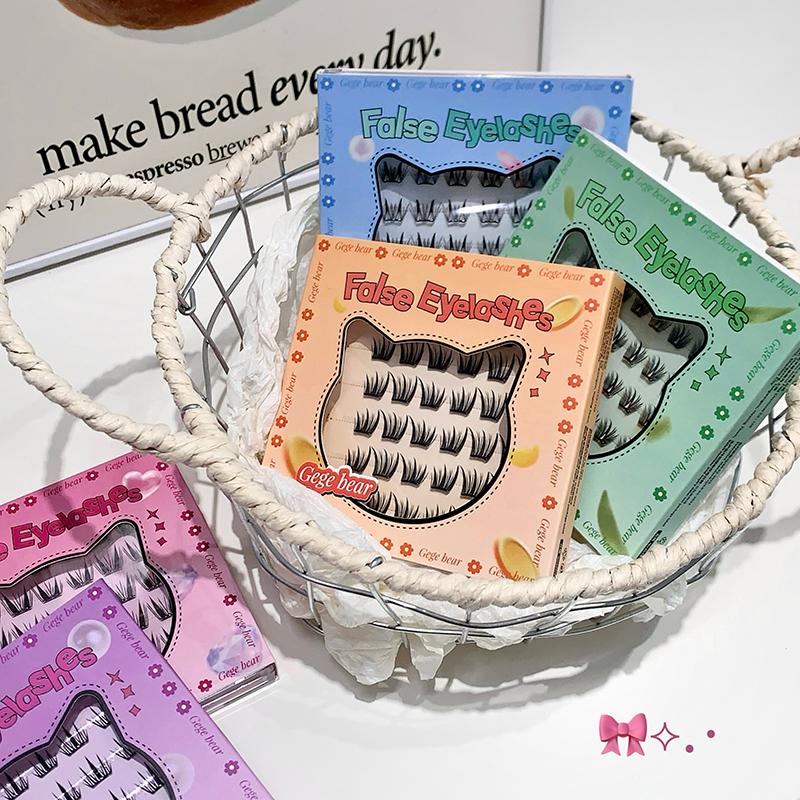 GEGE BEAR Naturalne komiksowe rzęsy C-Curl bez kleju, segmentowe rzęsy samoprzylepne, łatwe w noszeniu, idealne dla początkujących