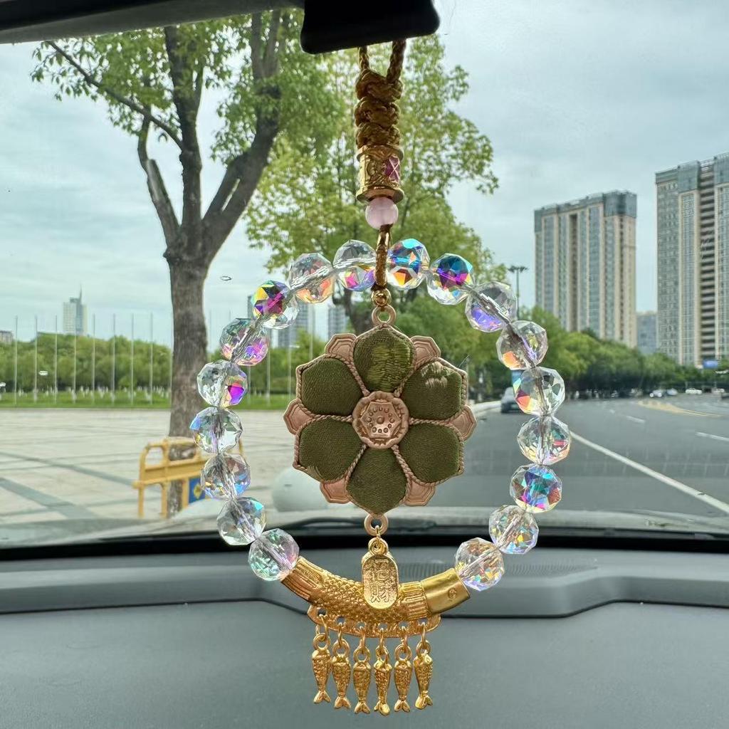 Cultural & Creative Sunflower Song Brocade Crystal Beads Car Hanging Ornament - Festival Koi Abundance Pendant