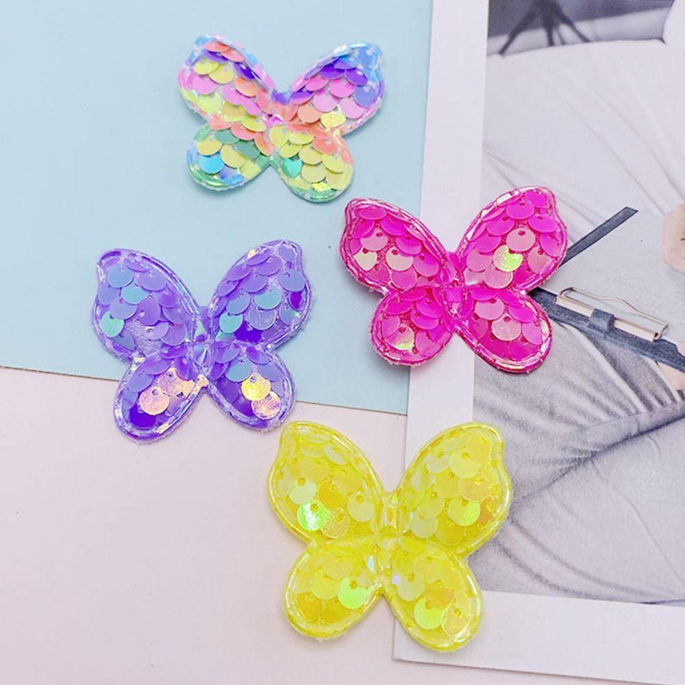 20Pcs Sew On Glitter Sequins Butterfly Patches 40x35mm Clothes Patches  Hat Shoes Sewing
