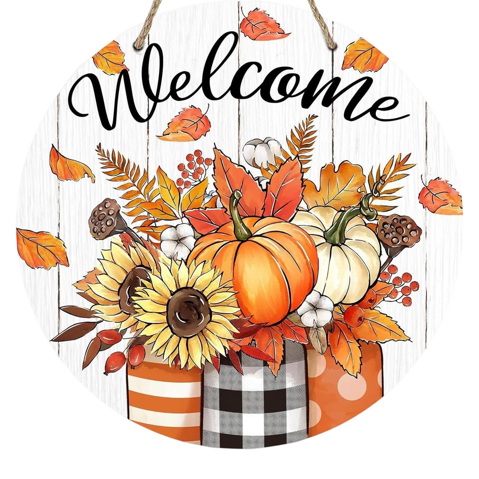 

Pumpkin Wooden Welcome Door Hanging, Home Window Wall Decoration One Size