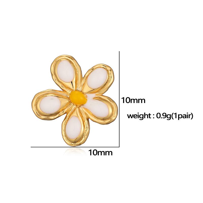 HECHENG 1Pair-2 Pcs Women's Enamel Drip Oil Craft Small Flower Earrings Sweet And Cute Earrings Cartilage Perforation Zircon
