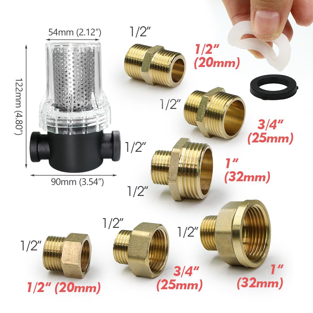 1/2'' 3/4'' 1'' Filtre pour Tuyau d'Arrosage de Jardin Raccord en Laiton Tube d'Irrigation Agricole Préfiltre Impuretés Tamis 10-200 Mesh