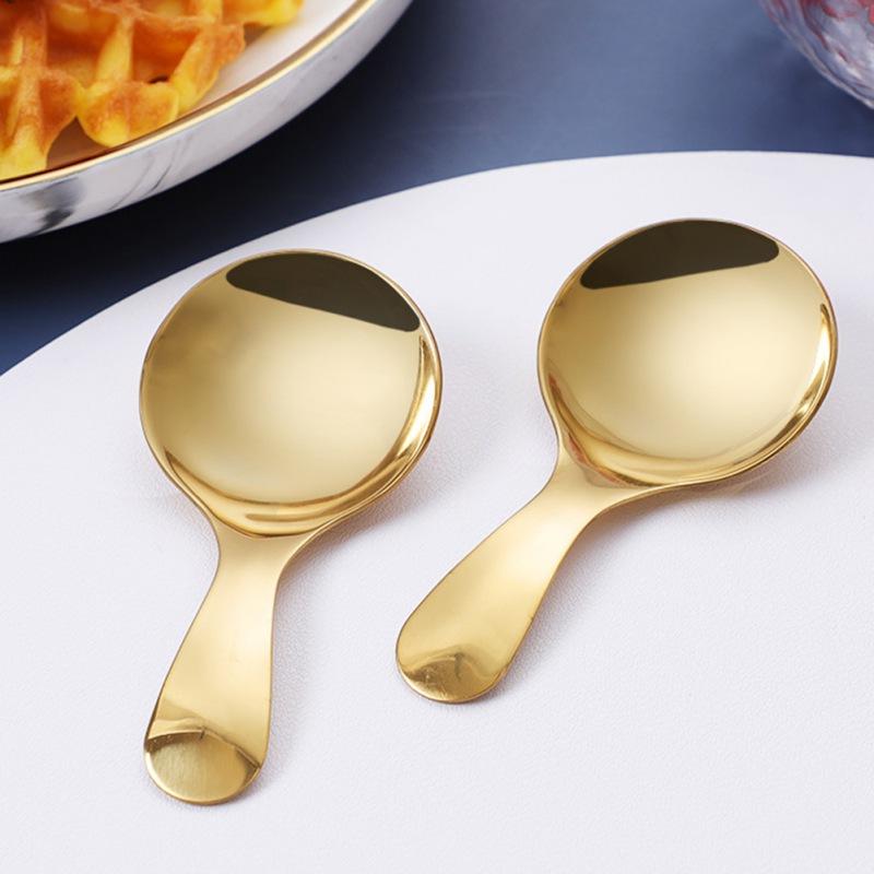 2Pcs Mini Stainless Steel Spoons Coffee Tea Scoop Metal Condiment Sugar Salt Spice Spoon Kitchen Small Scoop Spoon for Canisters