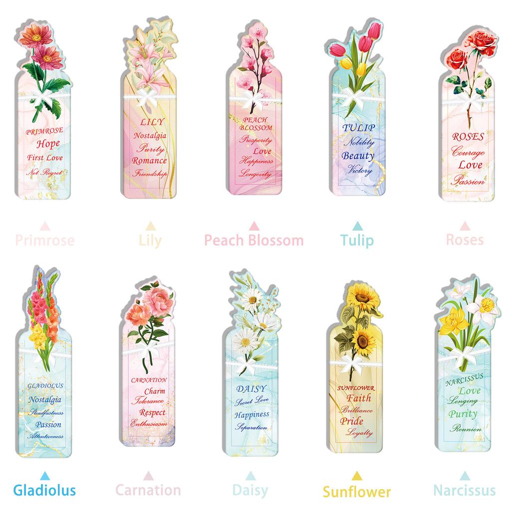 20 Creative Themes Paper Shaped Bookmarks Plants Flowers Student Gifts Messages Bookmark Clips