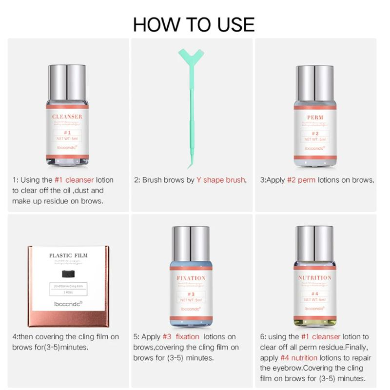 Sada na permanentní zvednutí obočí, lifting obočí, laminaci obočí s potravinářskou fólií, výživou a permovací lotion s keratinem pro domácí použití