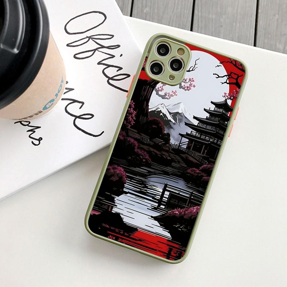 Japanese Landscape Phone Case For IPhone 14 11 12 13 Mini Pro Max 8 7 Plus X XR XS MAX Translucent Matte Cover