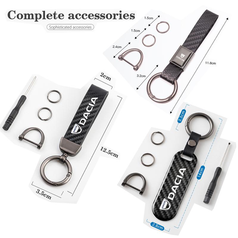 Carbon Fiber Texture Car Logo Key Chain Ring Auto Keychain For Dacia Sandero Stepway Dokker Lodgy Jogger MCV Duster Logan Spring