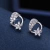 Leaf-Shaped Rhinestone Earrings - White Crystal Studs for Women
