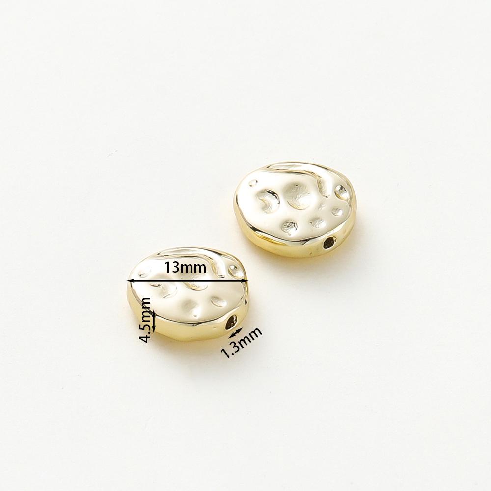 

5pcs/bag 14K Gold Color Plated Straight Hole Wave Round Loose Spacer Pendants End Beads For DIY Jewelry Making Accessories