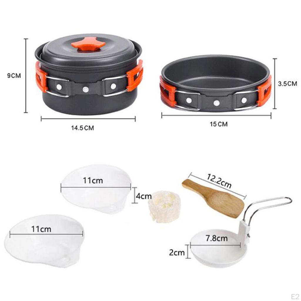 Camping Cookware Backpacking BBQ Mess Kit Tableware for 12 Person Orange