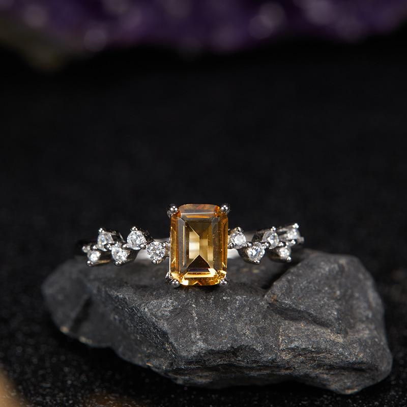 Wind S925 Sterling Silver Natural Colored Treasure Ring, High Sense Temperament, Lucky Niche Design, Light Luxury, High-End