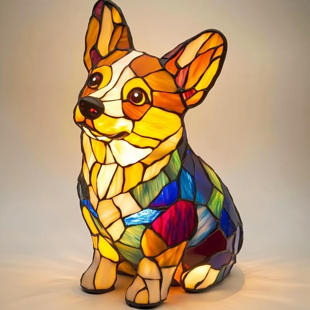 Cute Corgi Dog Series Art Night Light LED Resin Animal Night Light Handmade Desk Lamp for Desktop Decorations