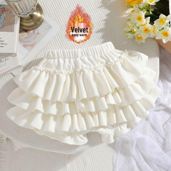 Baby Girl Fluffy Pumpkin Culottes Skirt with Cute Ruffles and Puff Design