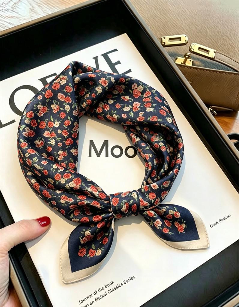[111 mulberry silk] Bonas women's silk small square scarf silk scarf 11 new autumn and winter gift mother small scarf