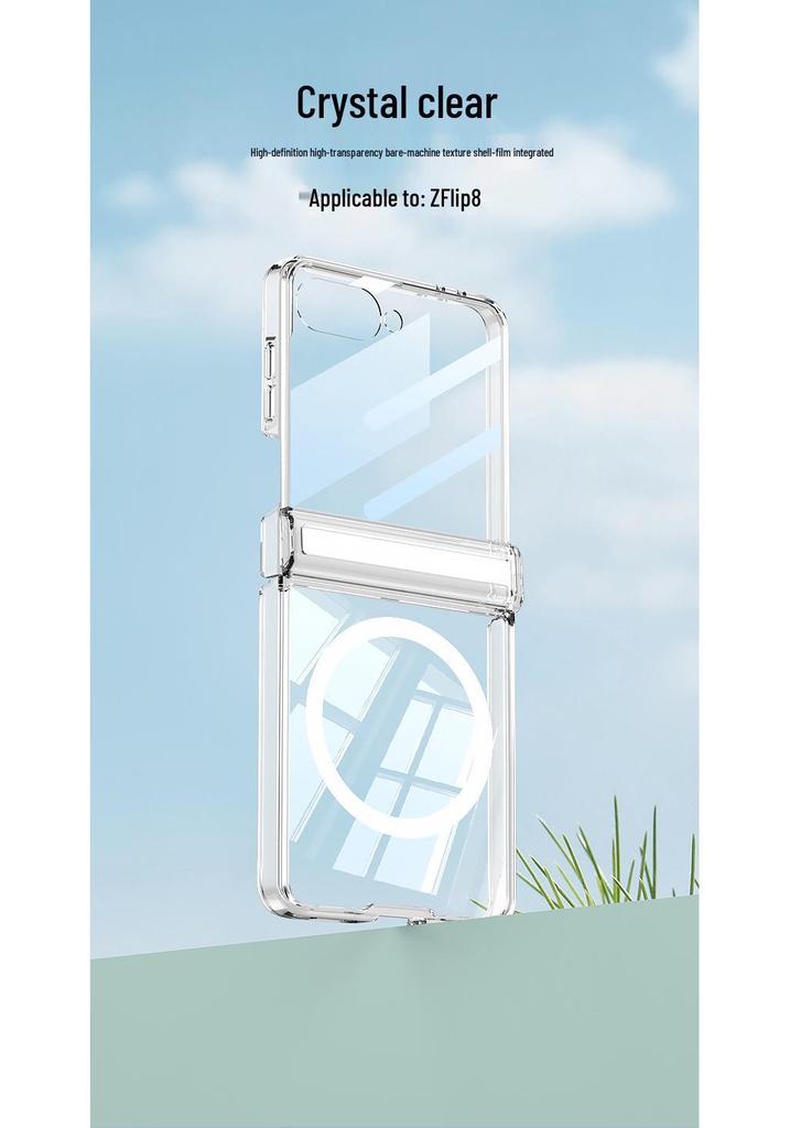 Samsung Z Flip 8 Case: Transparent, Magnetic, Wireless Charging, Soft Airbag Design, Solid Color.