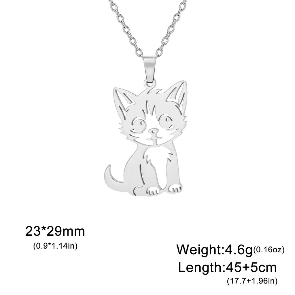 Cazador Cute Little Wild Cat Kitten Pendant Necklace for Women Stainless Steel Jewelry Necklaces Birthday Valentine Gift