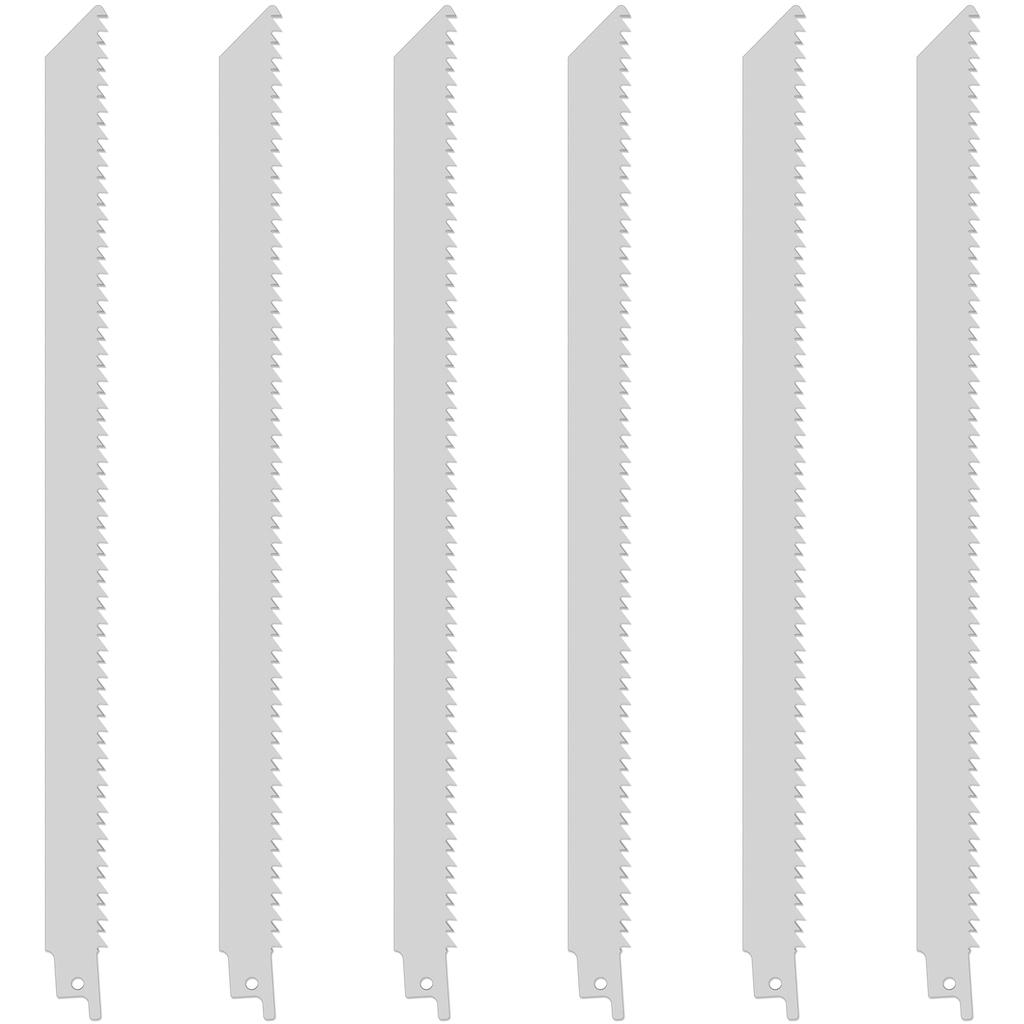 6 Pcs Reciprocating Saw Blades Set 12inch 6TPI Stainless Steel Frozen Food Cutting Saw Blades Universal Frozen Beef Bone Cutting